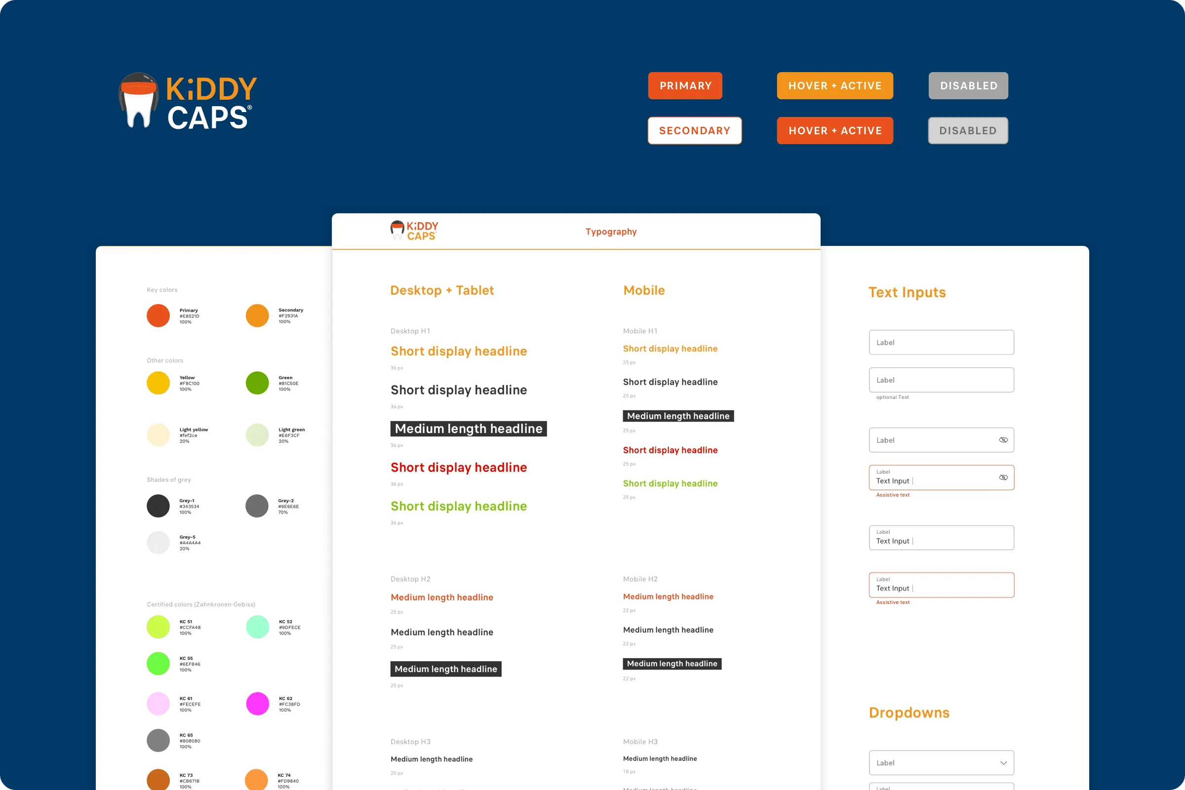 Kiddycaps Styleguide & Markenbild