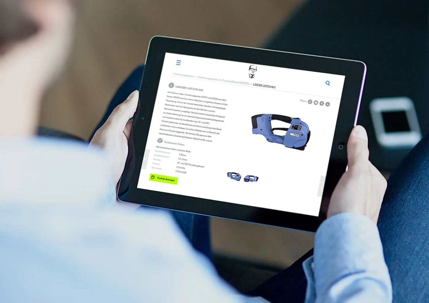 Linder GmbH – Tablet-Ansicht