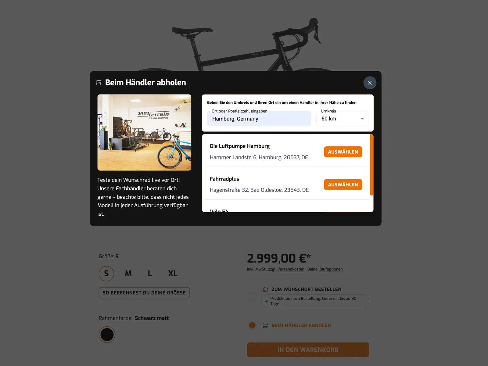 Tout Terrain Händlerfinder direkt am Produkt