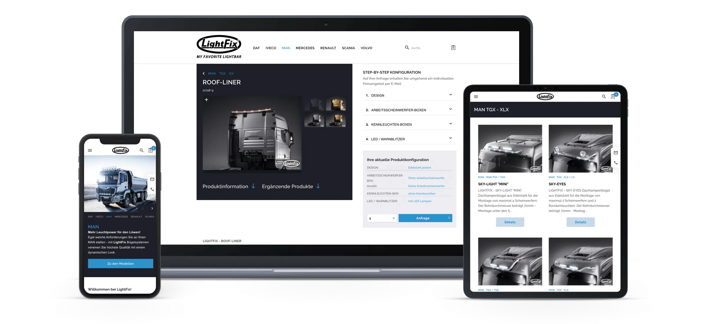 Truckline Wireframes und Mockups