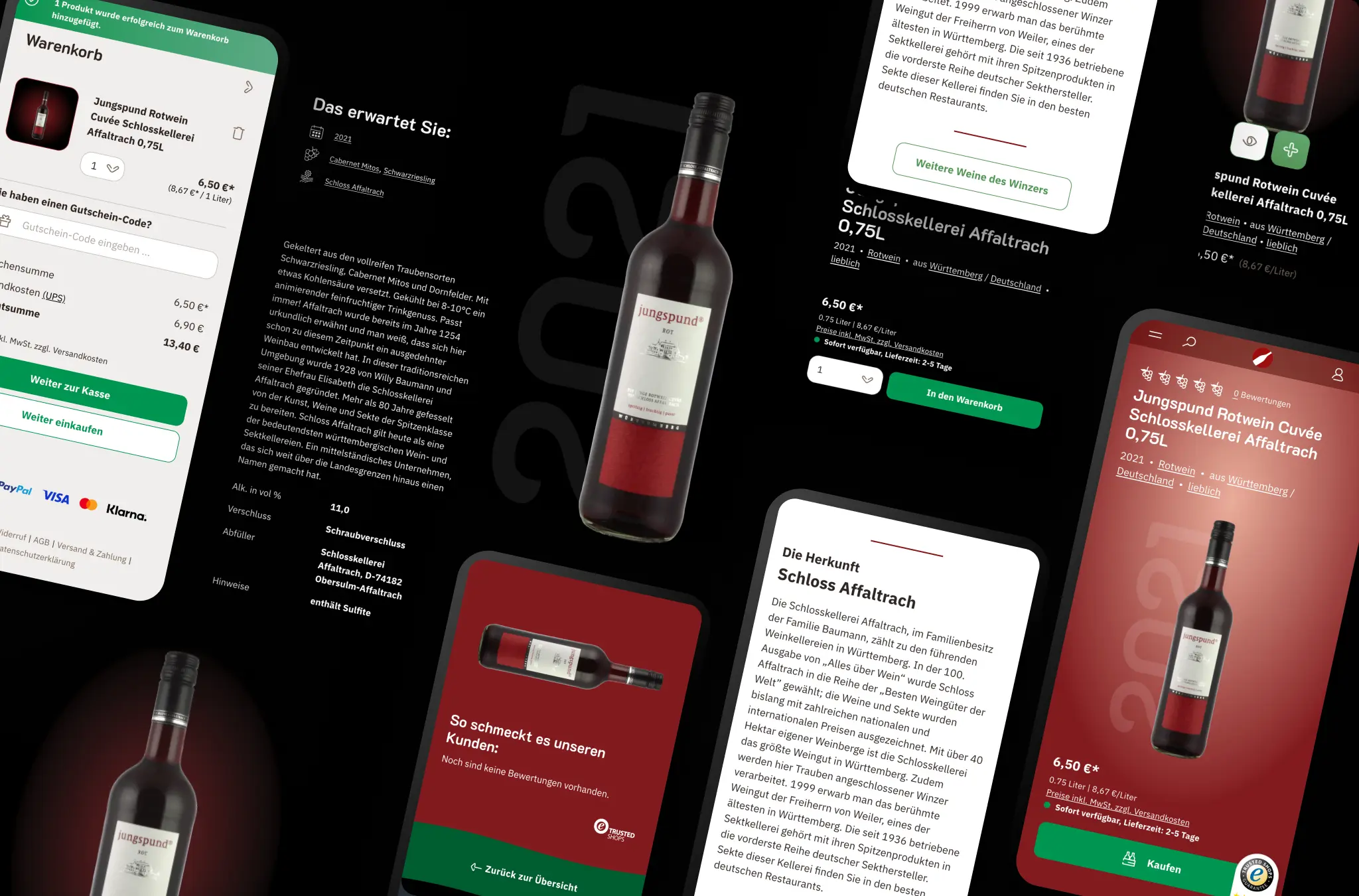 Wein-Bauer Produktdetailseiten Desktop und Mobile