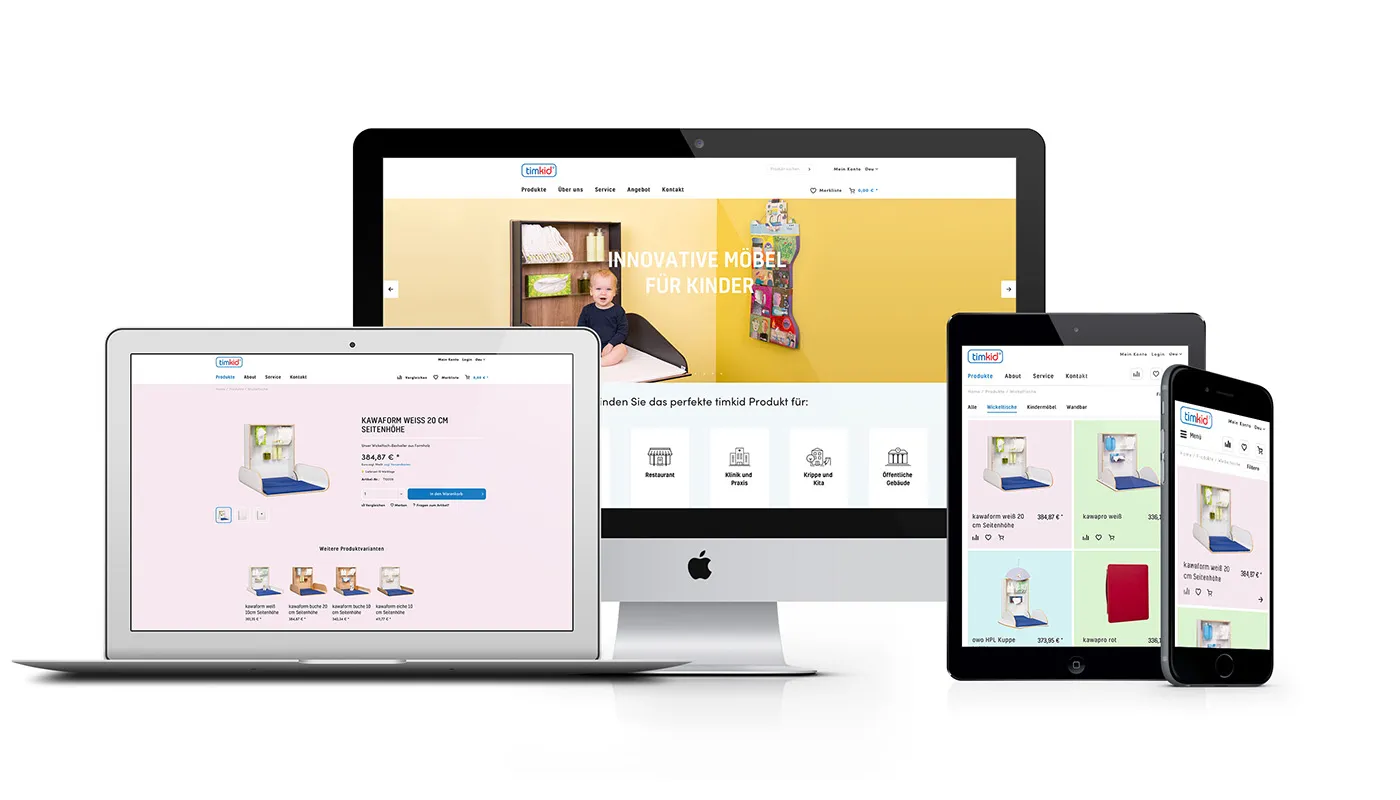 TIMKID Shopware Shop – Responsive Darstellung auf Desktop und Mobile